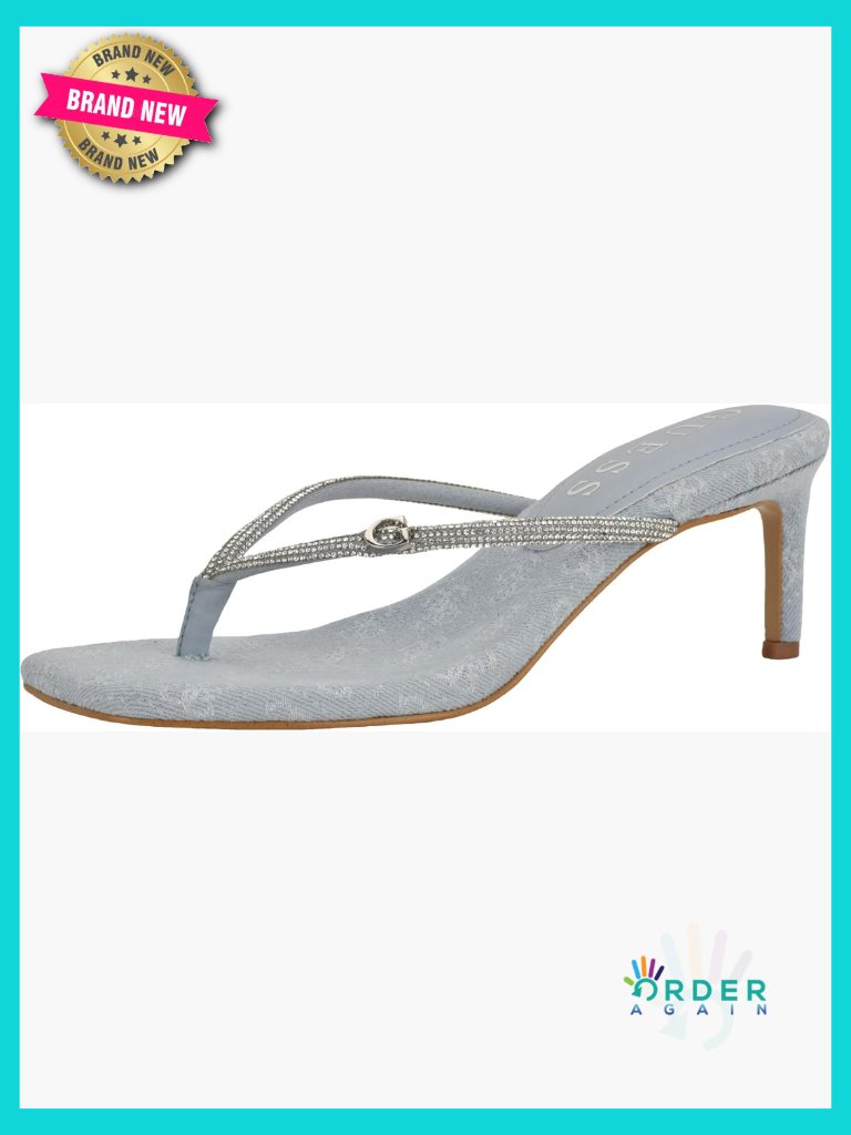 Rhinestone Embellished Thong Sandals Heeled Kitten Heel Slip On Suede